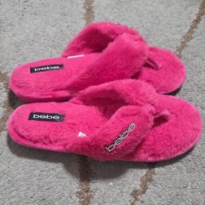 Bebe Fuchsia Plush Slippers